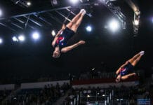Antibes Acrobatics : Julian Chartier et Pierre Gouzou frôlent la médaille en trampoline synchronisé